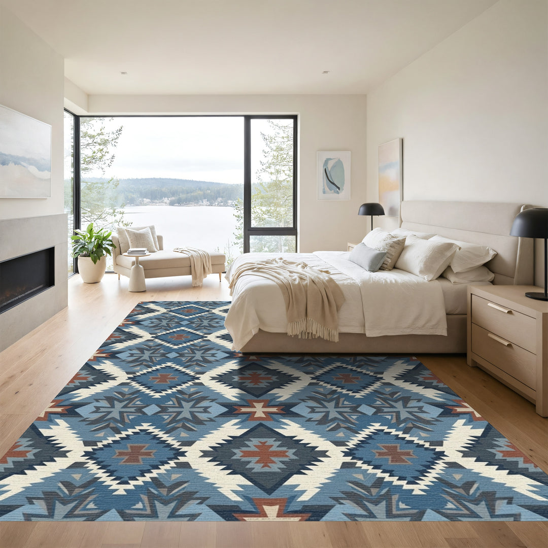 Navajo Inspired Geometric Diamond Rug