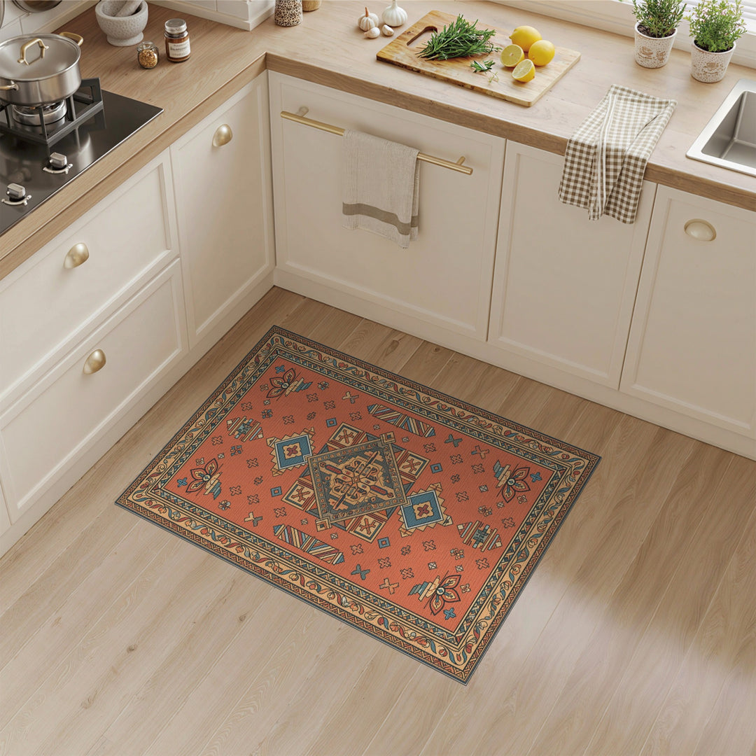Southwestern Orange Southwestern Geometric Medallion Rug