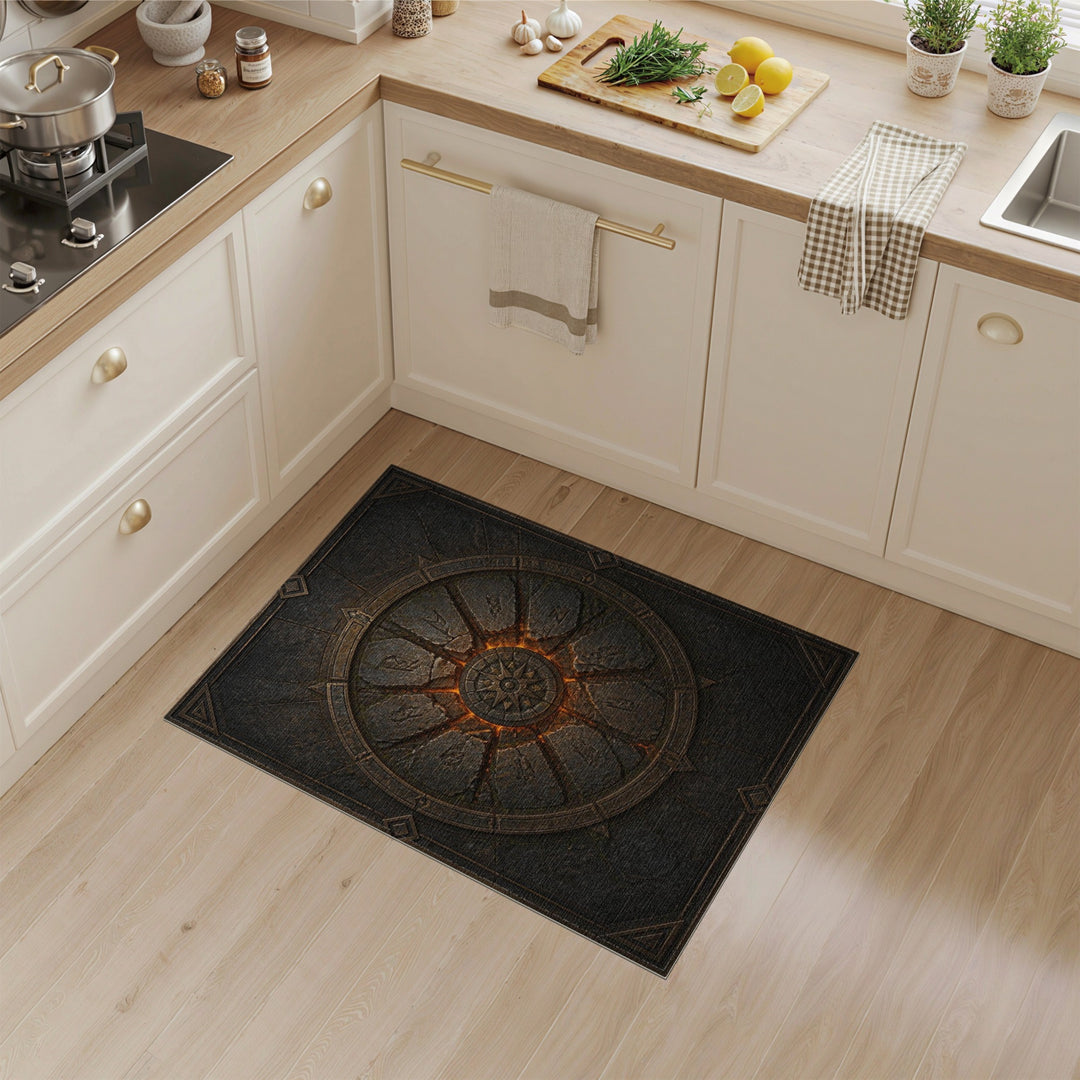 Mystic Rune Compass Stone Area Rug