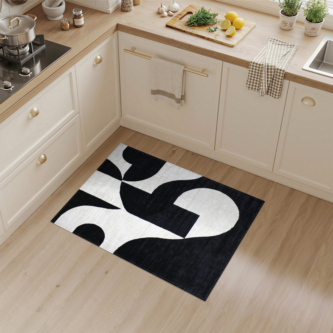 Geometric Modern Black and White Black White Bold Geometric Area Rug