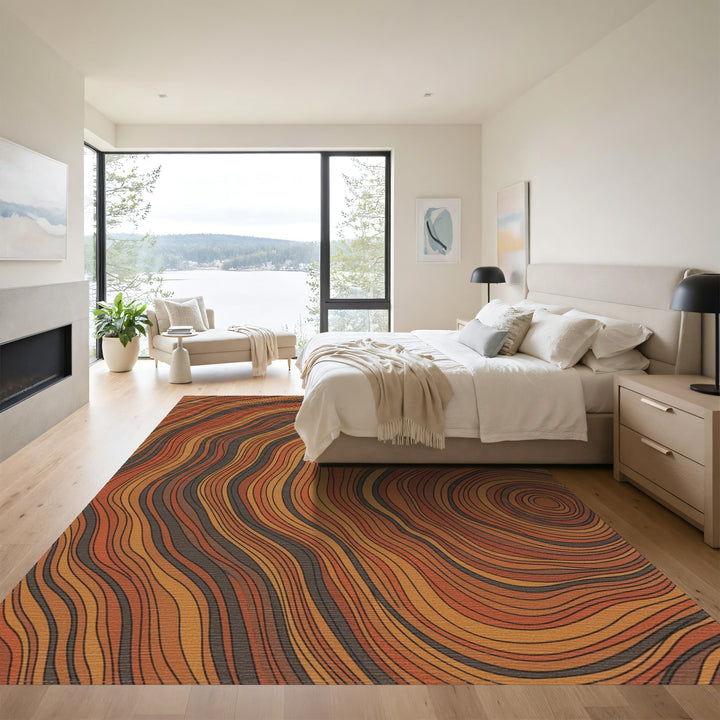 Earthy Tone Concentric Circles Rug