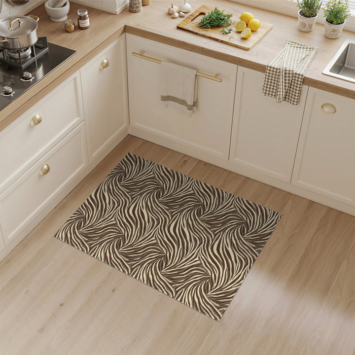 Brown Swirling Stripe Area Rug