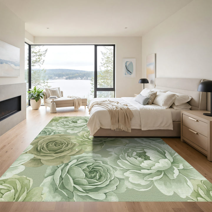 Earthy Tone Floral Garden Arrangement Rug