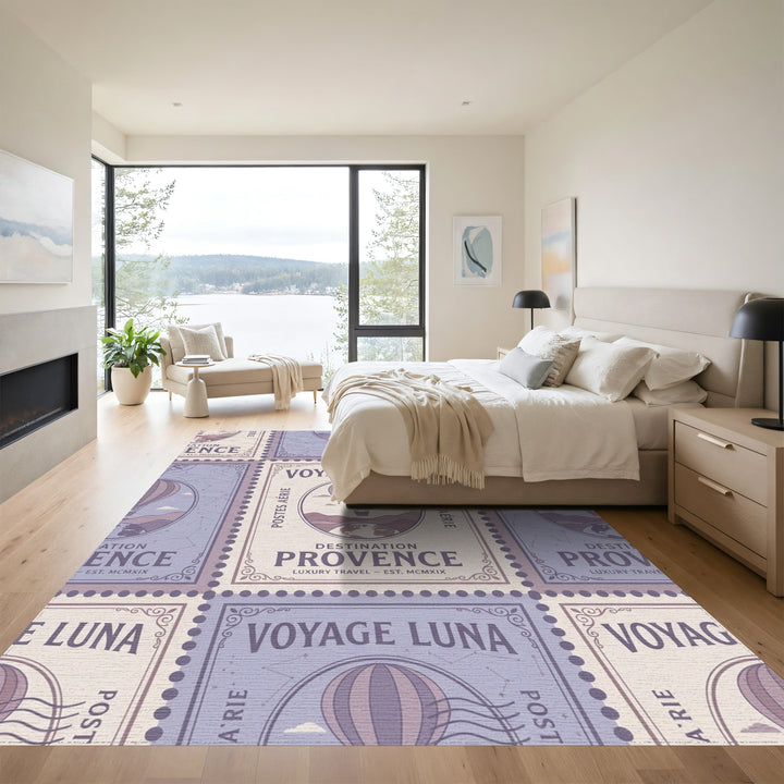 Voyage Luna Hot Air Balloon Stamp Rug