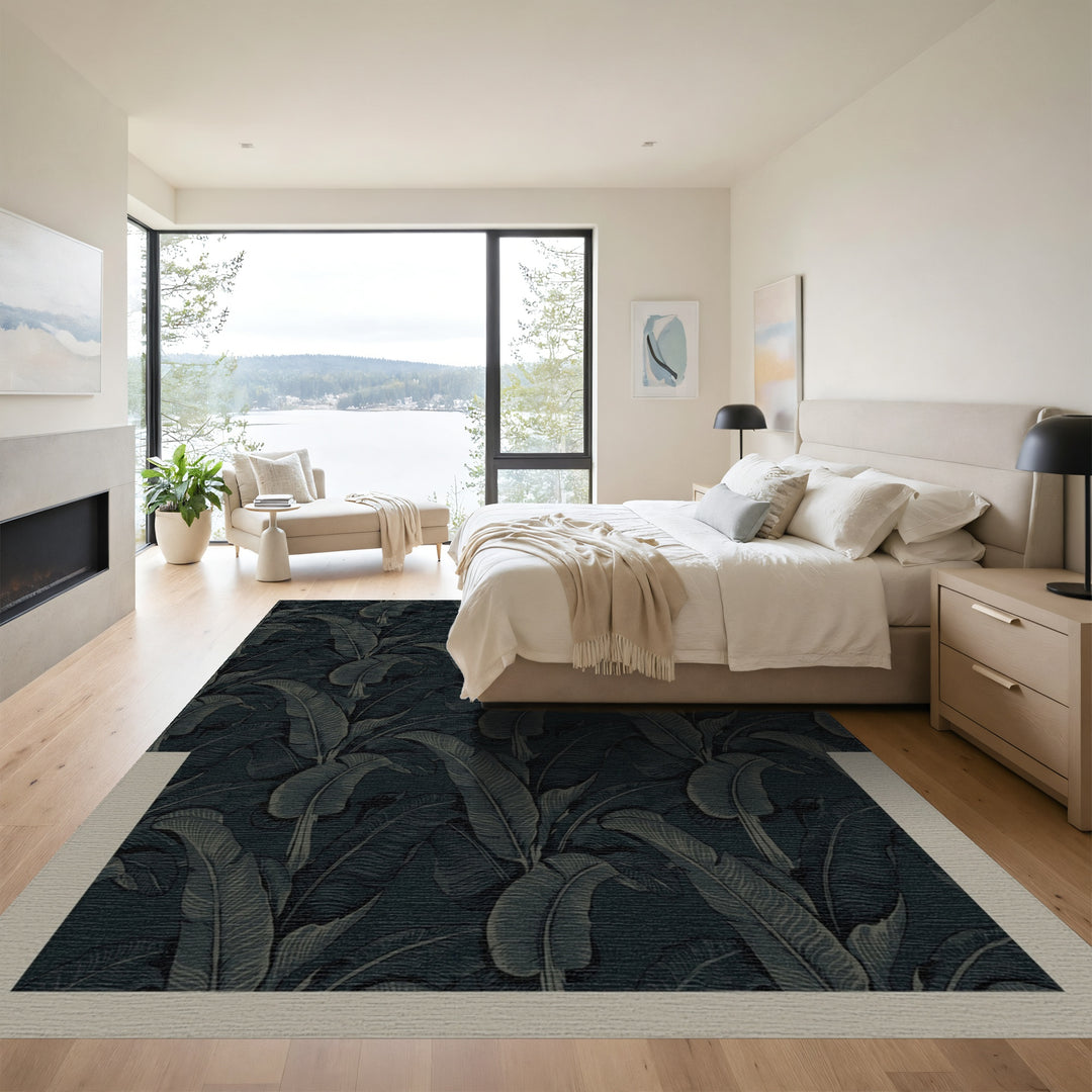 Charcoal Lush Monstera Foliage Rug