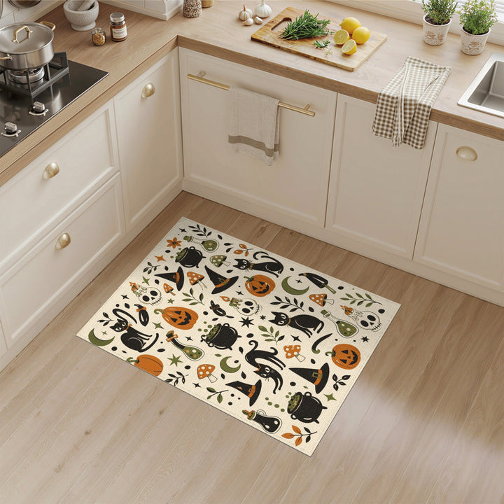 Halloween Cats Pumpkin Washable Area Rug