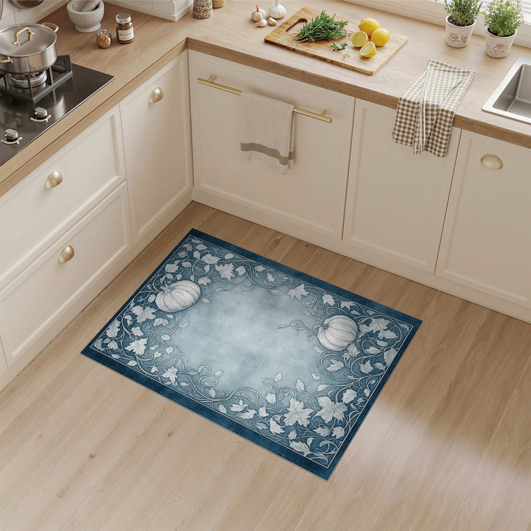 Blue Pumpkin Vine Vintage Area Rug