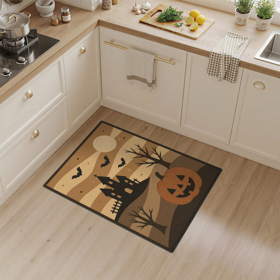 Halloween Haunted Castle Pumpkin Area Rug