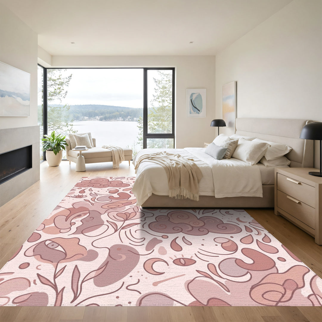 Dreamy Cloud and Eye Floral Collage Rug