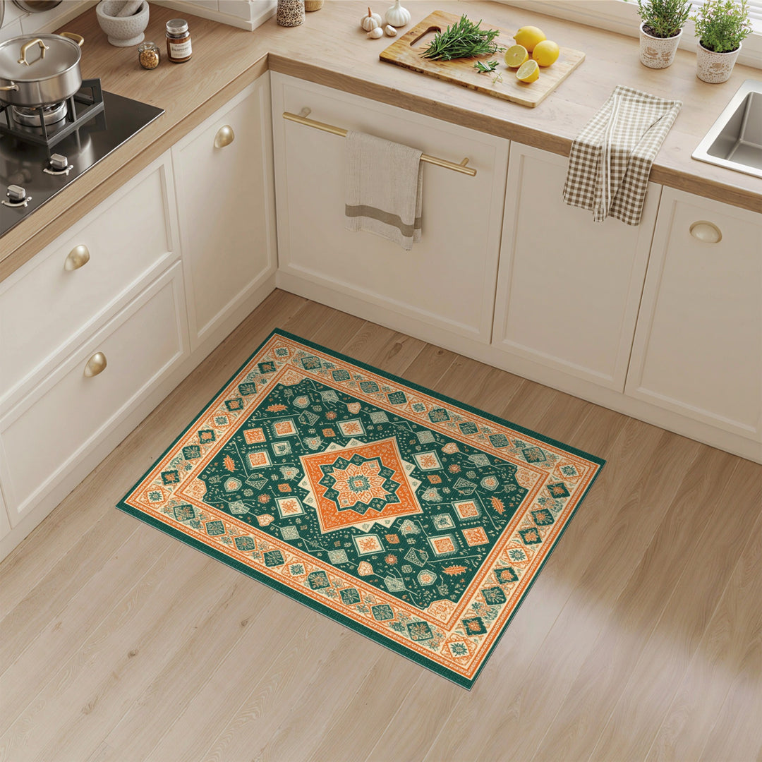 Green Geometric Heritage Area Rug
