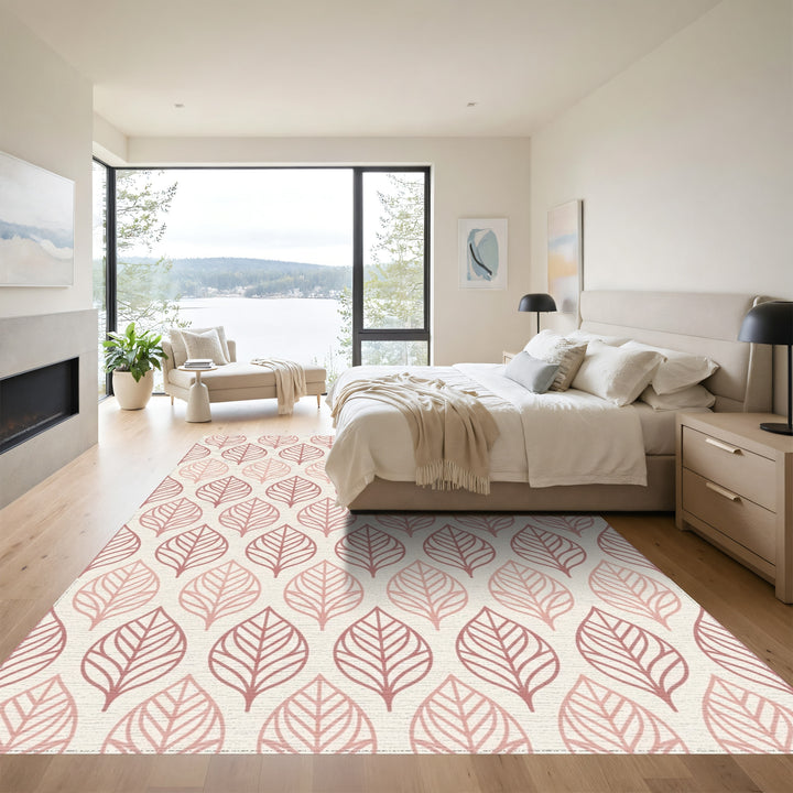 Rose Gold Leaf Arrangement Rug