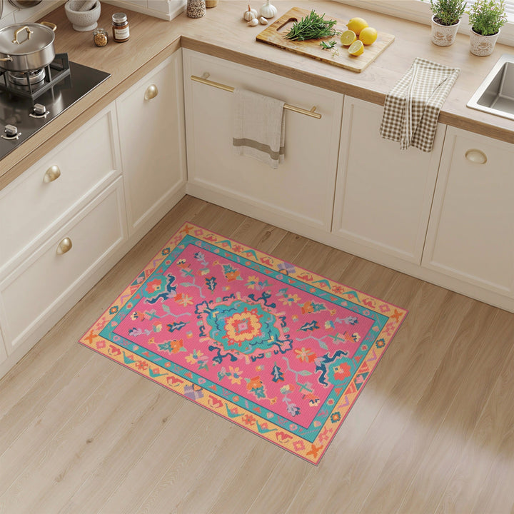 Vibrant Pink Boho Chic Area Rug