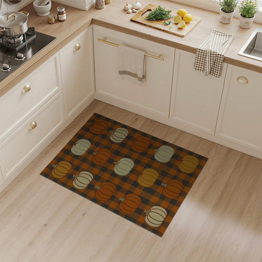 Pumpkin Plaid Orange Area Rug