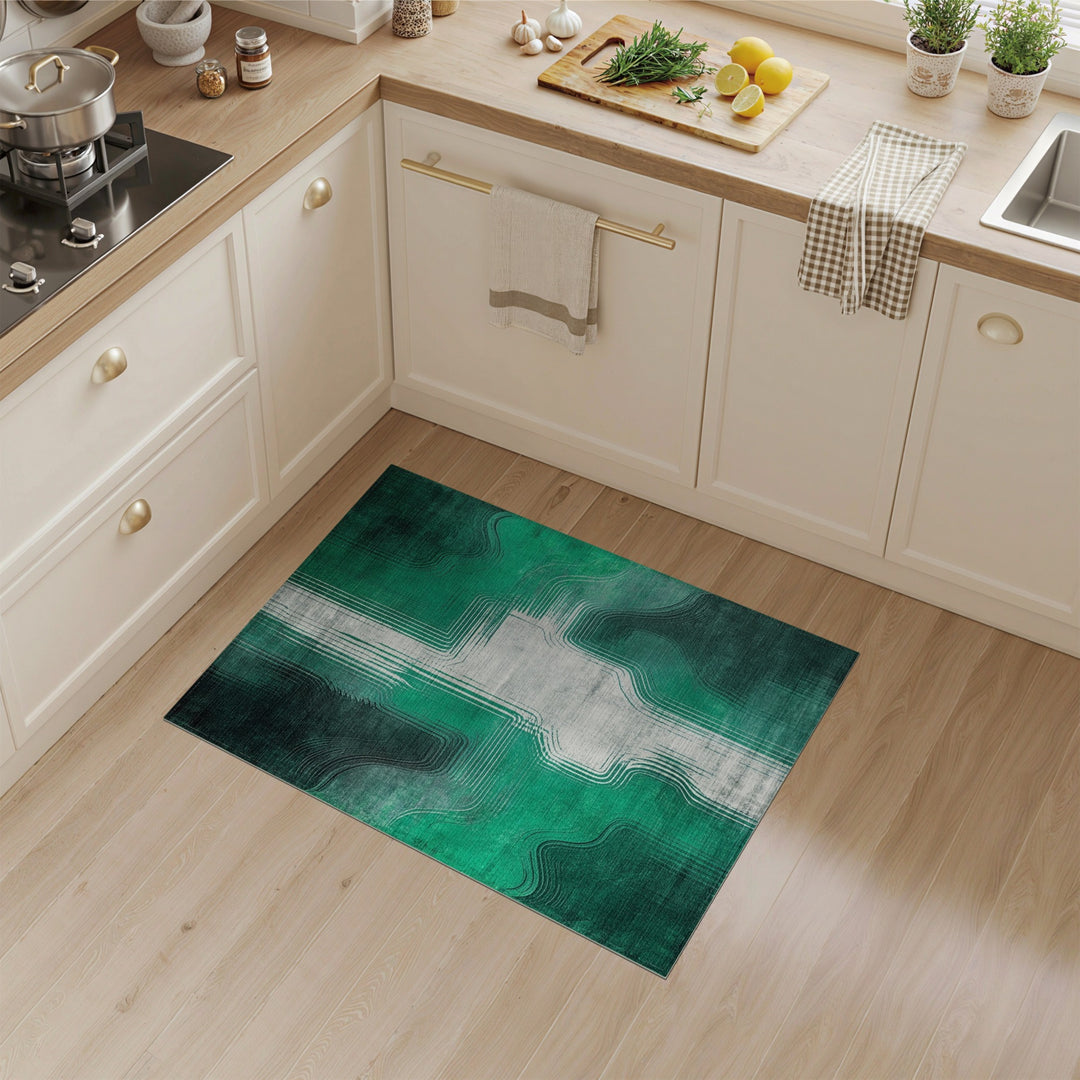 Green Abstract Area Rug