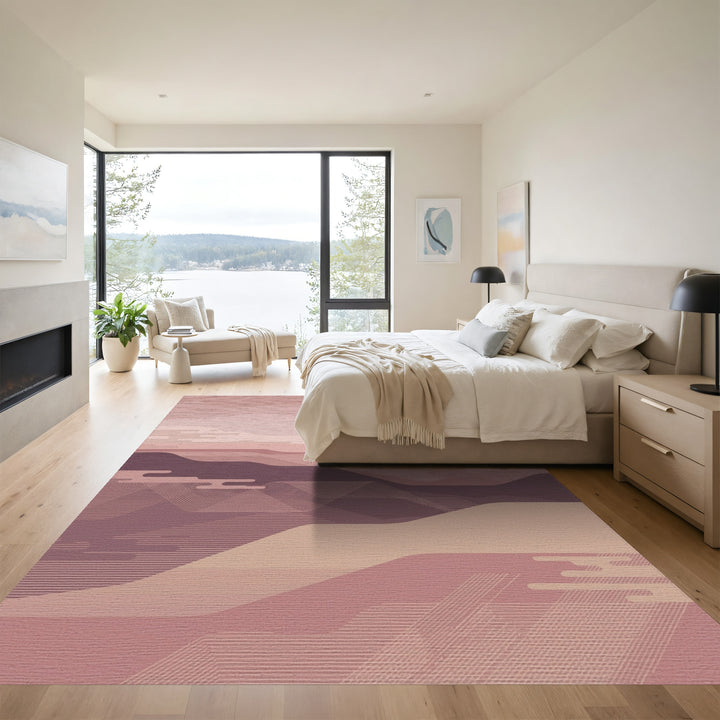 Mauve Landscape Abstract Lines Rug