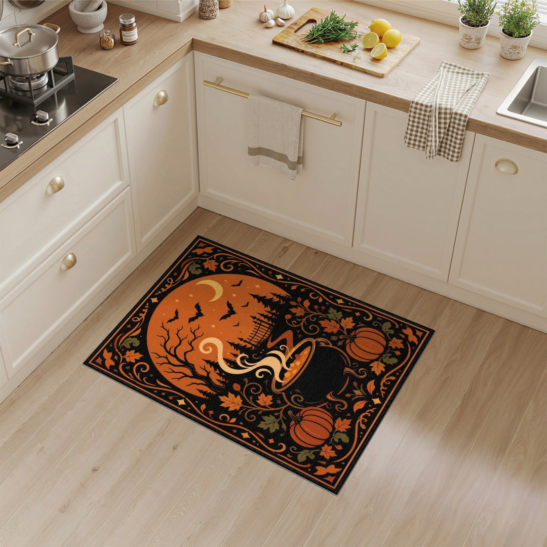 Halloween Cauldron Orange Area Rug