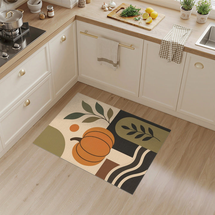 Orange Pumpkin Geometric Area Rug