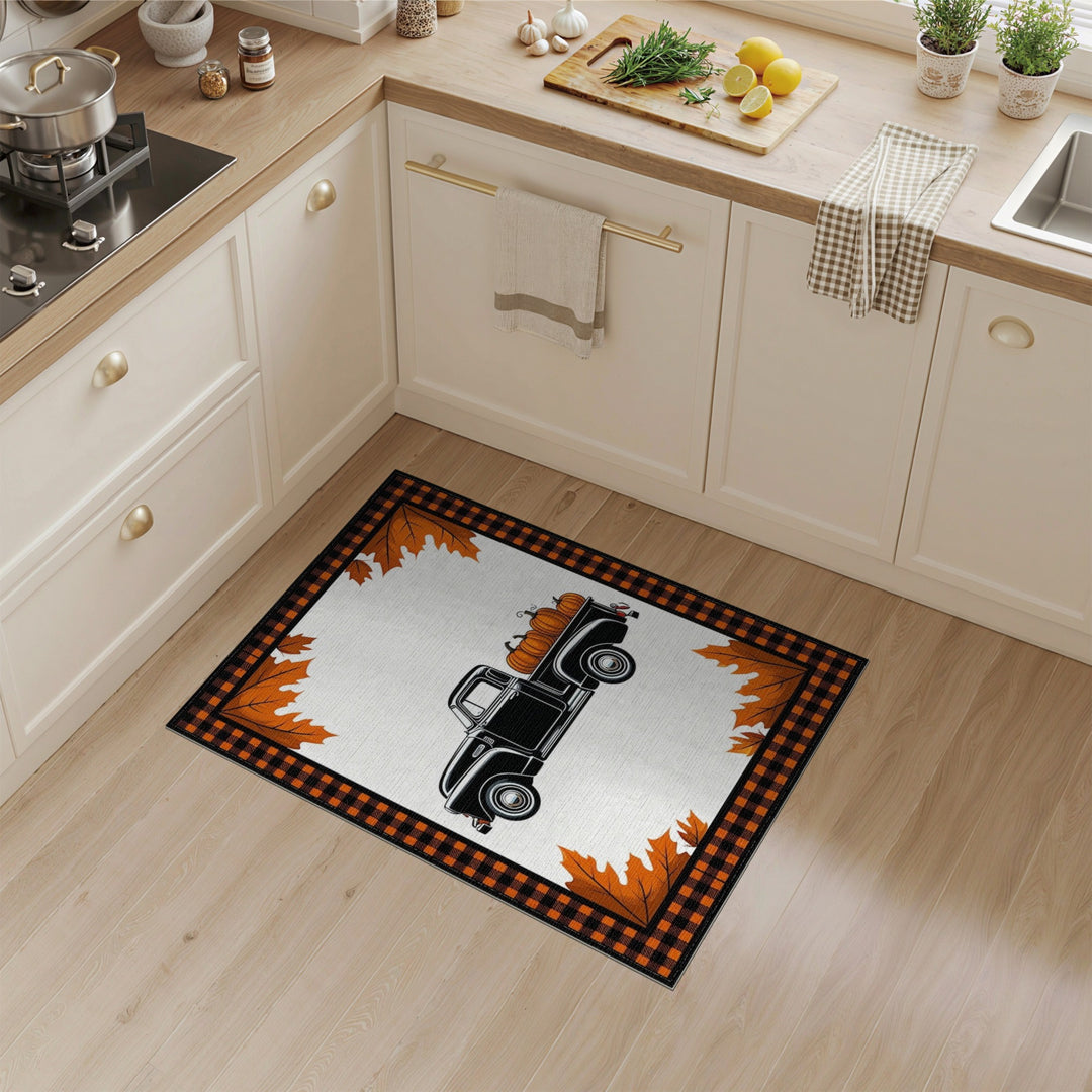 Vintage Truck Pumpkin Fall Area Rug