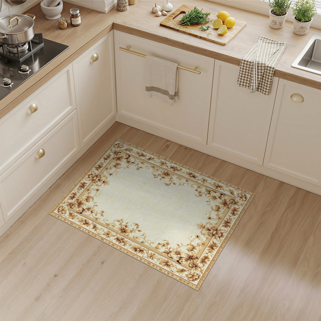 Beige Floral Vintage Area Rug