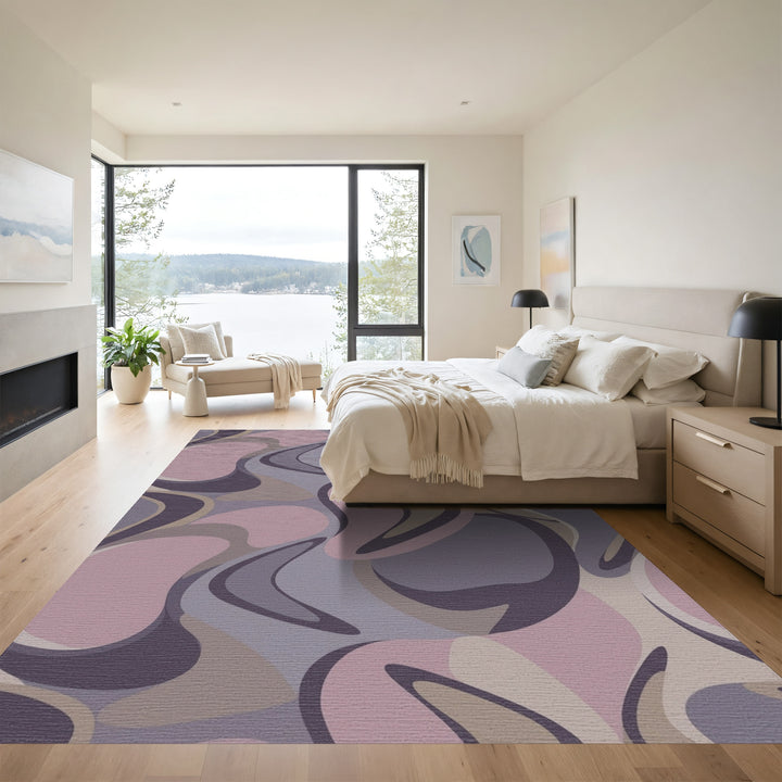 Soft Amethyst Abstract Swirl Rug