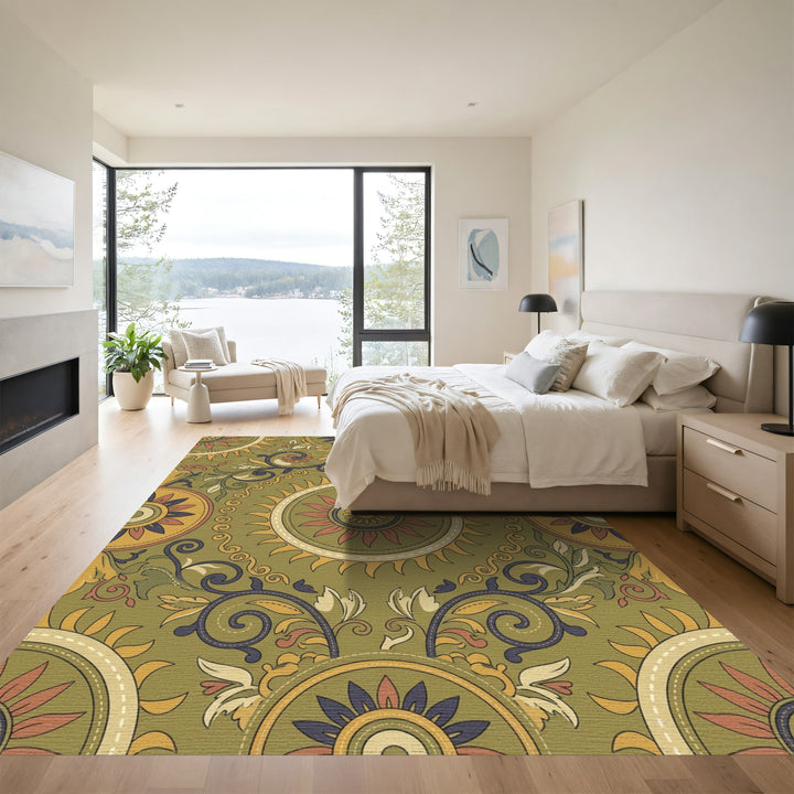 Ochre Sunburst Floral Medallion Rug
