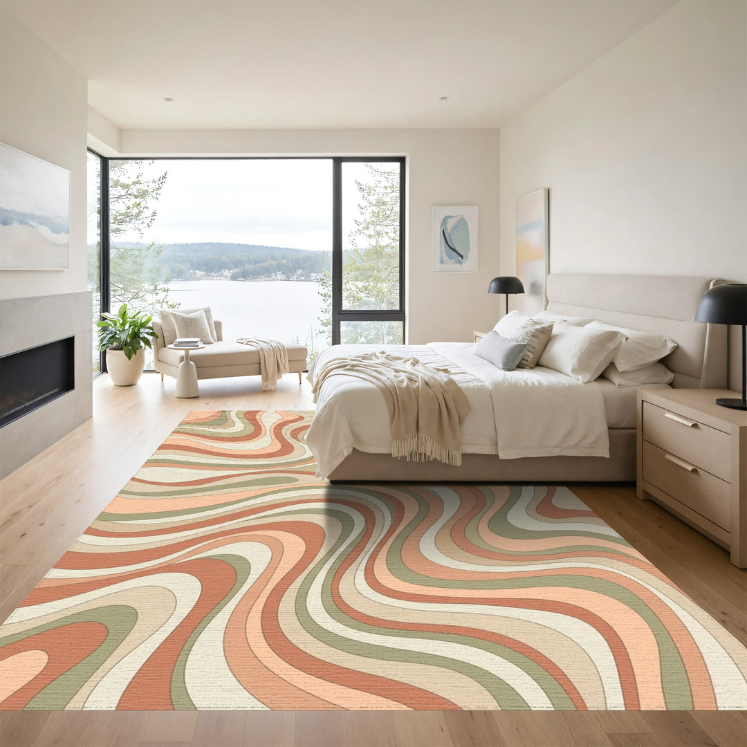 Retro Swirl 70s Inspired Waves Rug