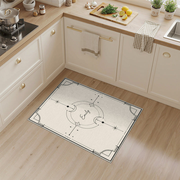 Beige and Neutral Emily Celestial Moon Phase Area Rug