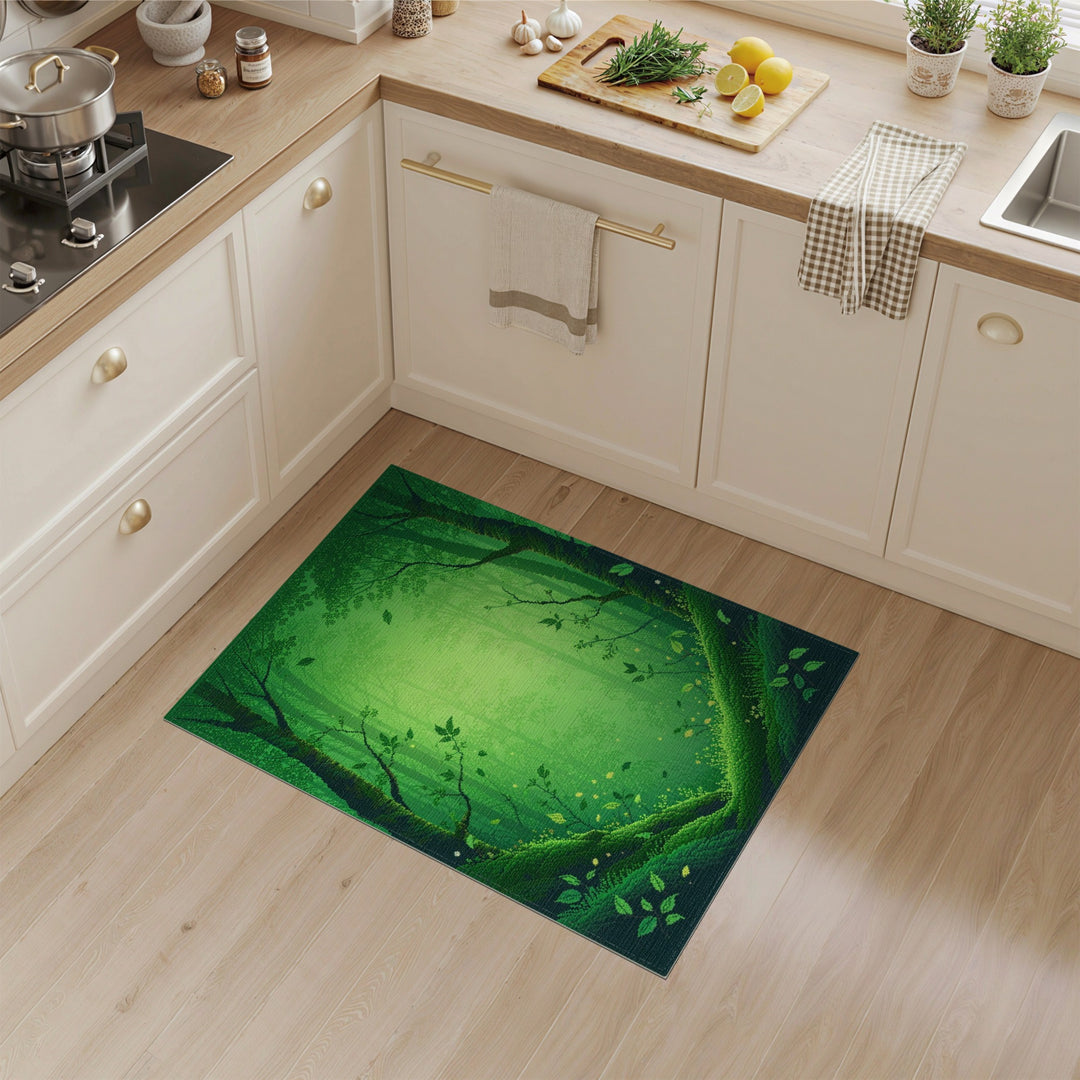 Lush Green Forest Area Rug