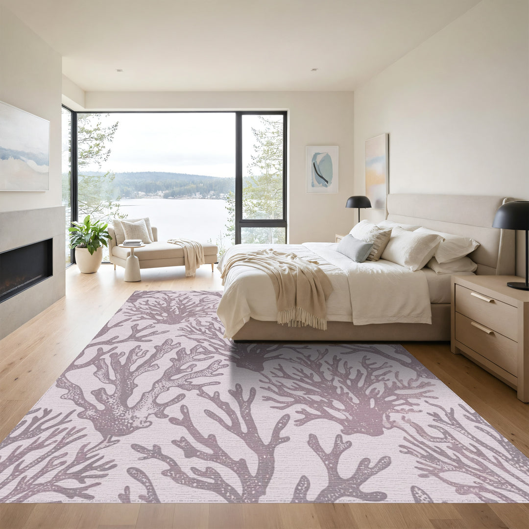 Lilac Coral Botanical Texture Rug
