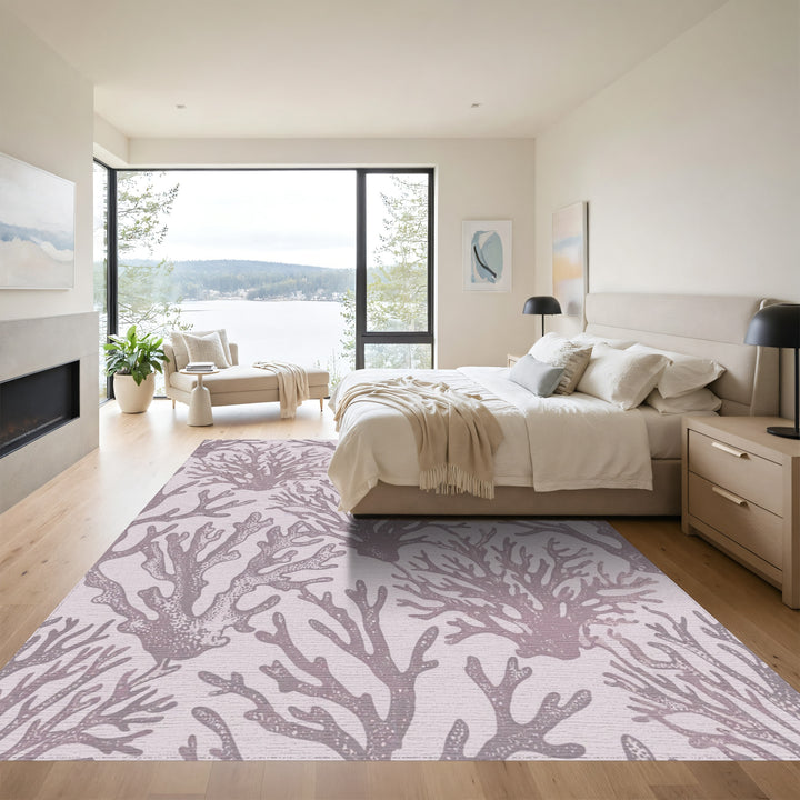 Lilac Coral Botanical Texture Rug