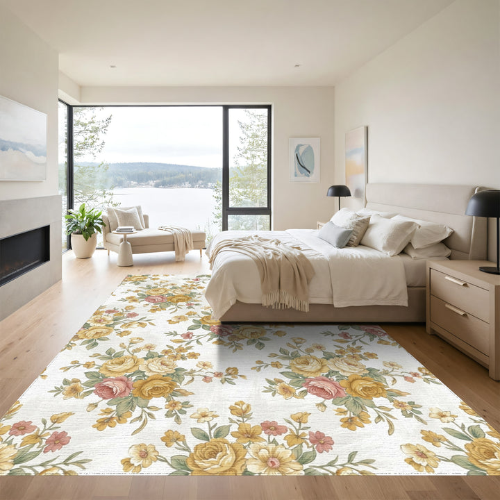 Vintage Meadow Floral Arrangement Rug