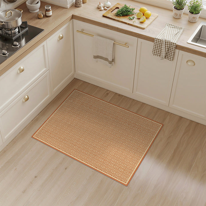 Orange Geometric Diamond Area Rug