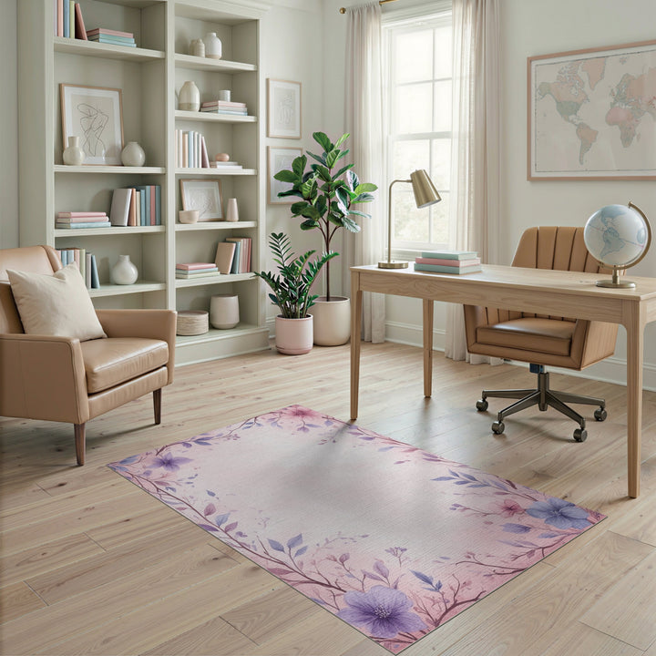 Pink Floral Vintage Washable Area Rug