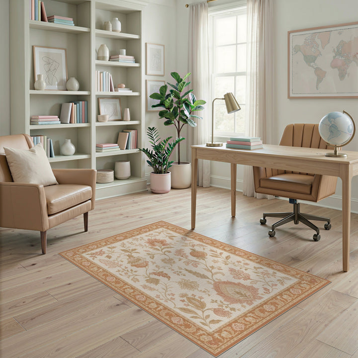 Pink Floral Vintage Area Rug