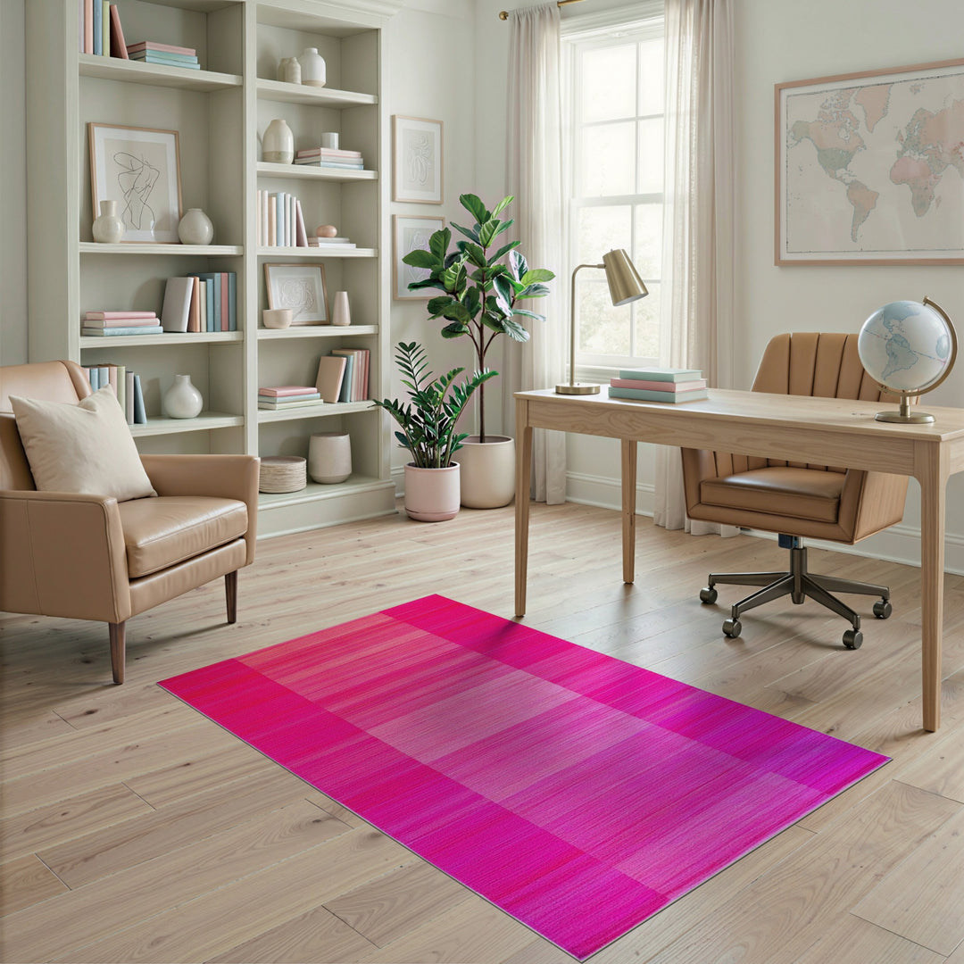 Pink Striped Geometric Modern Area Rug