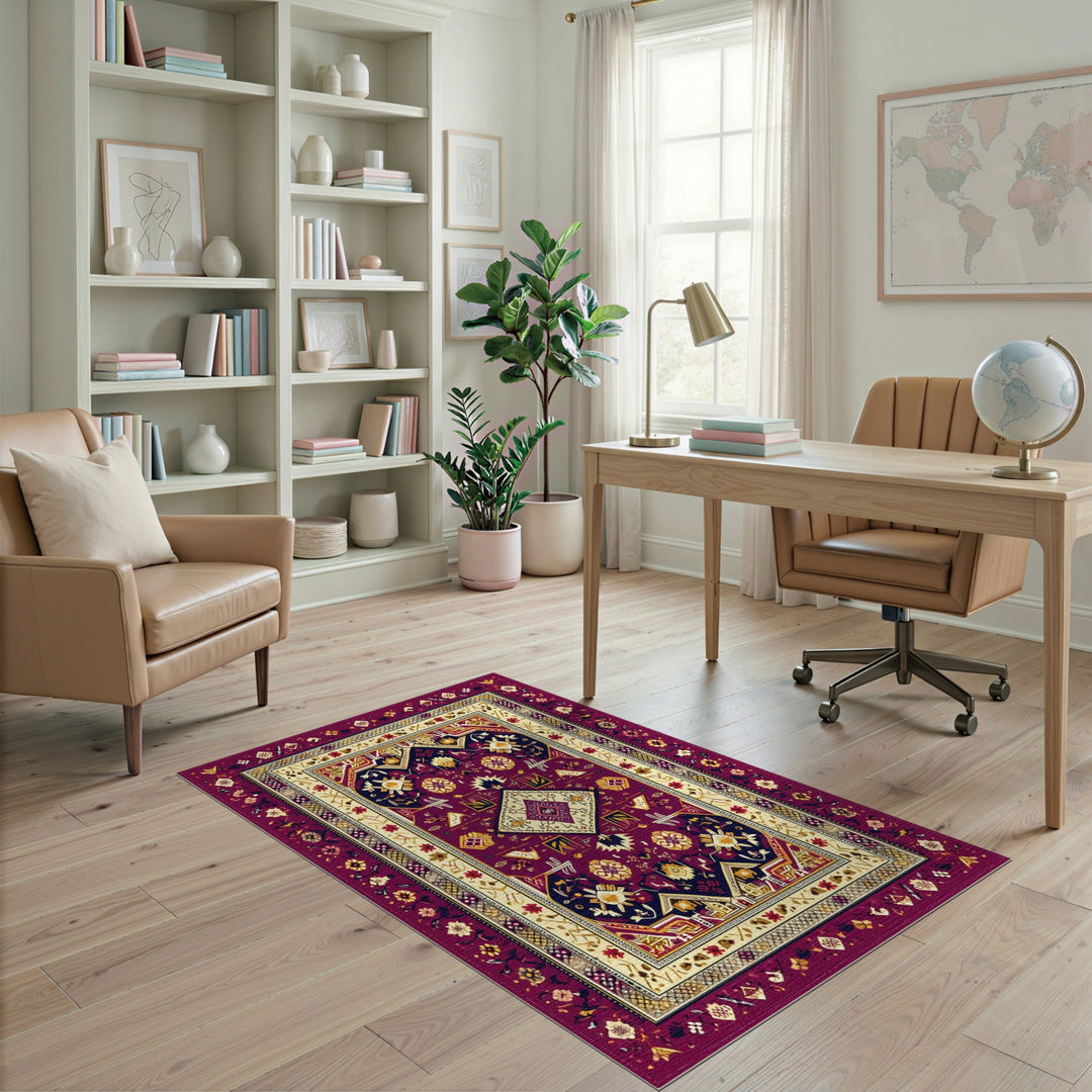 Rich Purple Persian Medallion Area Rug