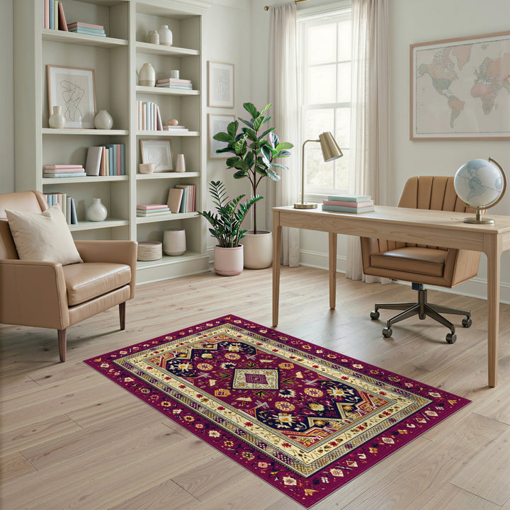 Rich Purple Persian Medallion Area Rug