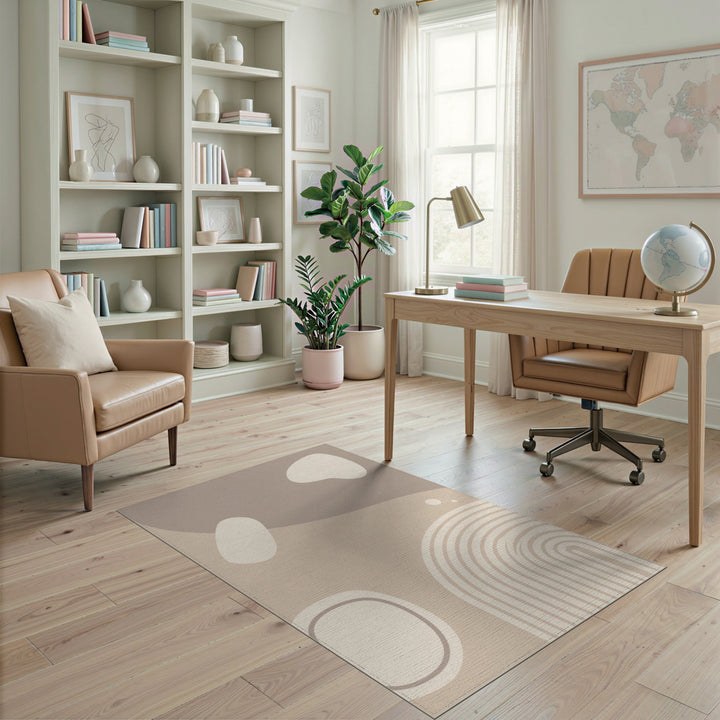 Beige Abstract Area Rug