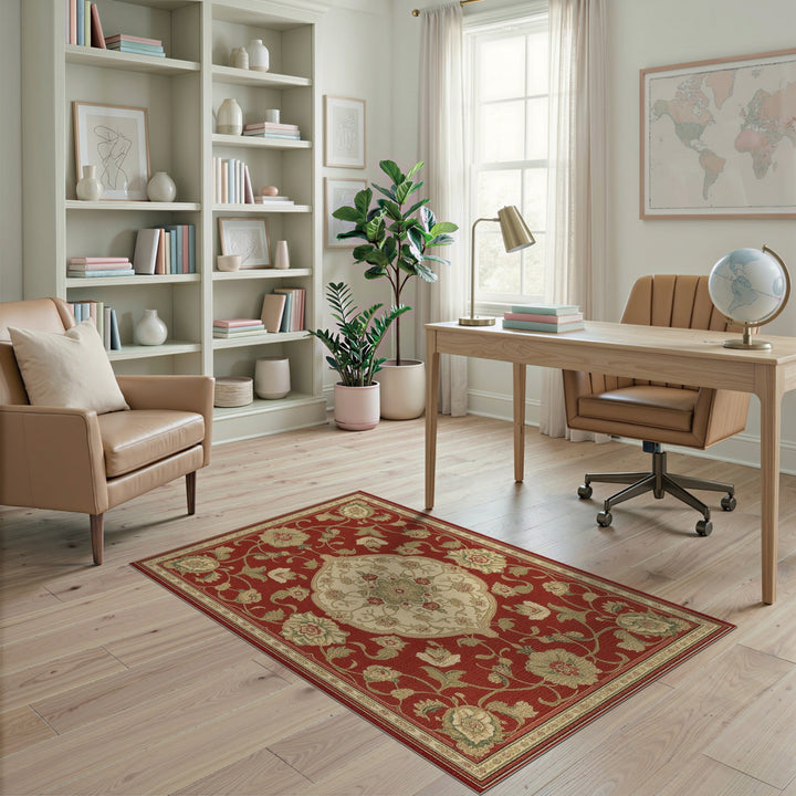 Red Floral Medallion Persian Area Rug