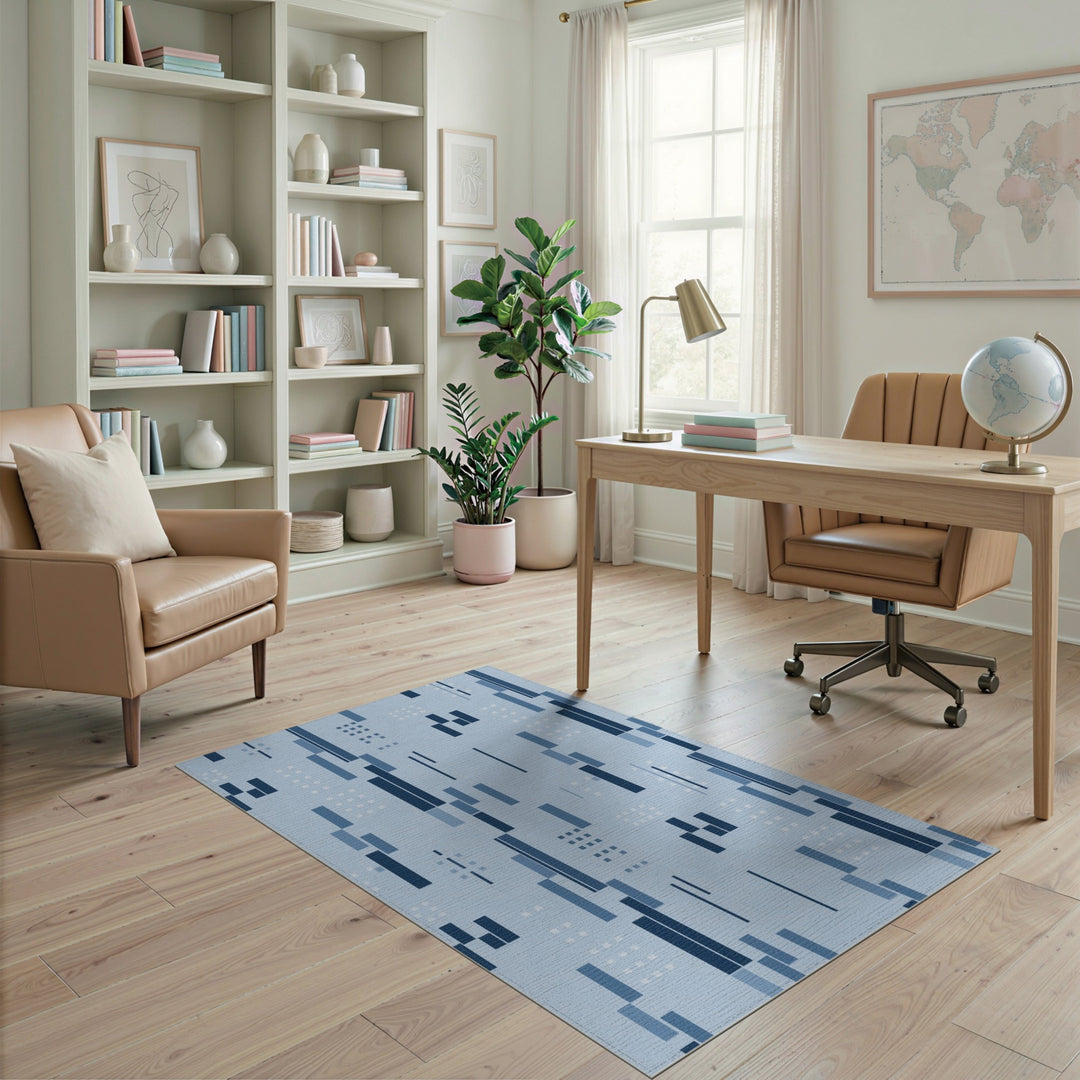 Blue Geometric Modern Area Rug