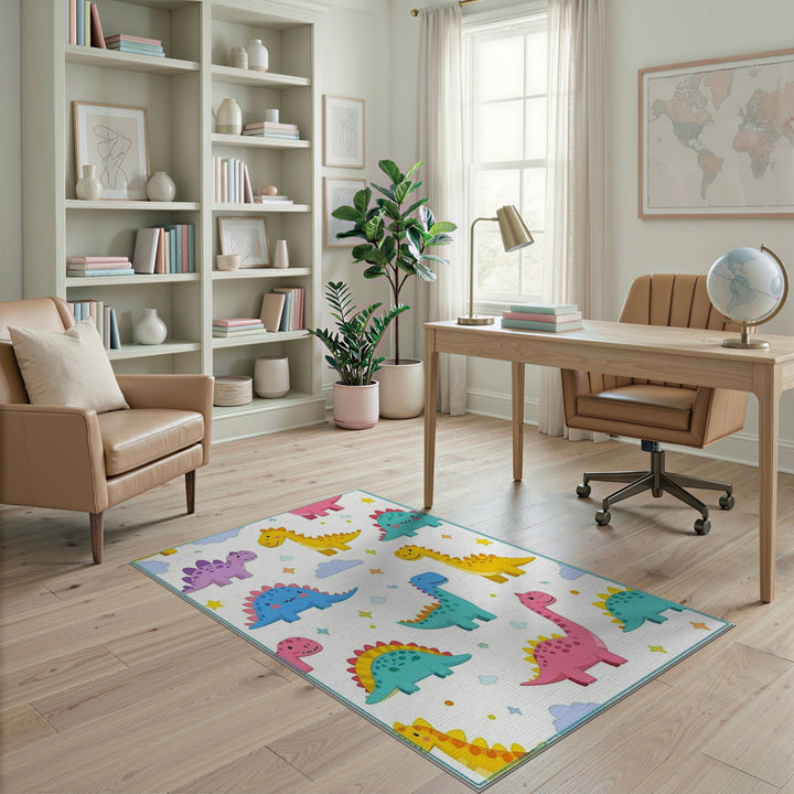 Multi-color and Patterns Colorful Dinosaur Kids Cartoon Area Rug