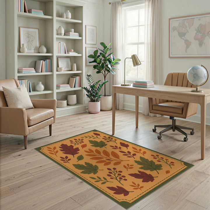 Orange Autumn Leaves Orange Area Rug