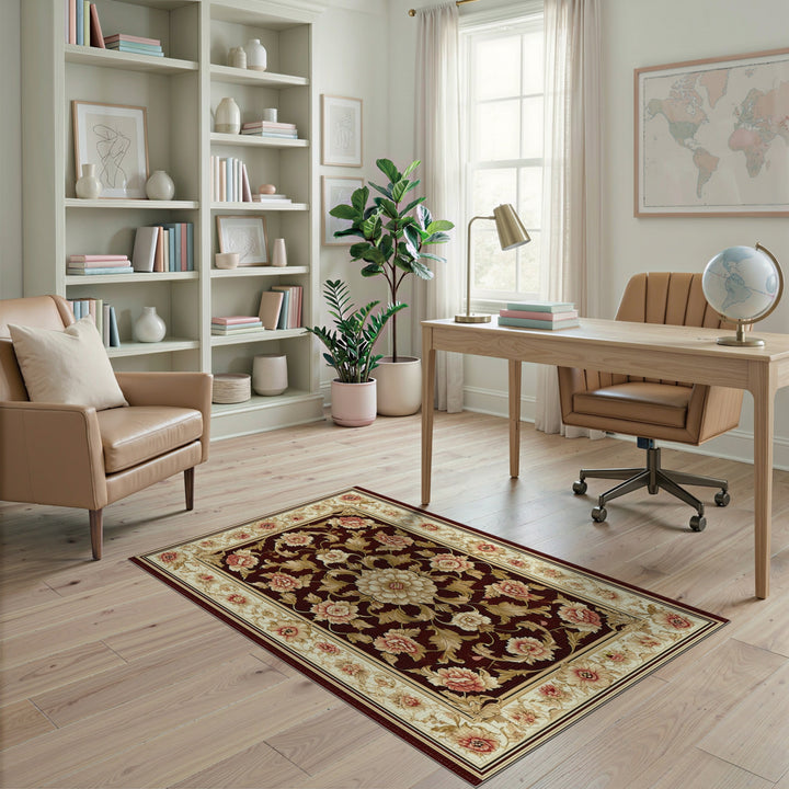 Red Floral Vintage Area Rug