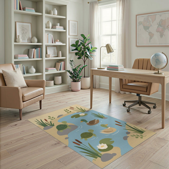 Duck and Turtle Pond Kids Area Rug