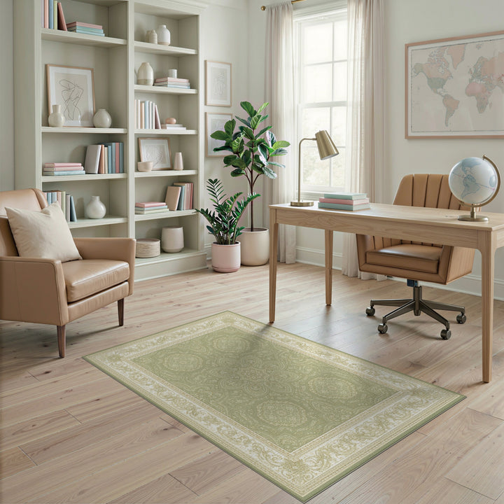 Traditional Persian Sage Green Persian Floral Area Rug