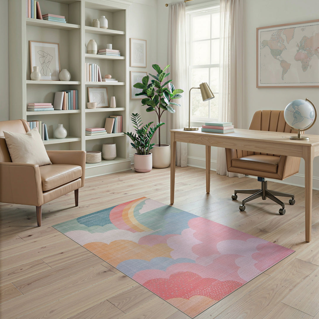 Multi-color and Patterns Rainbow Clouds Kids Area Rug