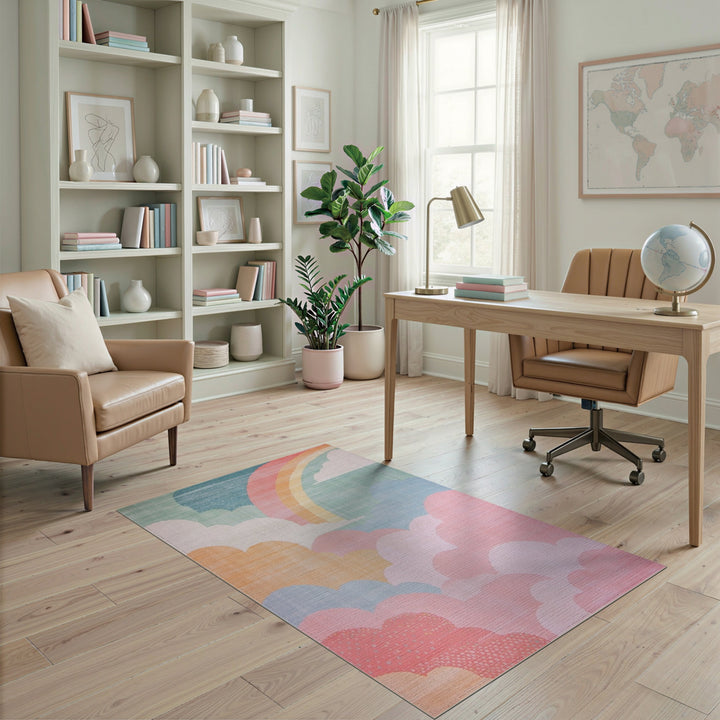 Multi-color and Patterns Rainbow Clouds Kids Area Rug
