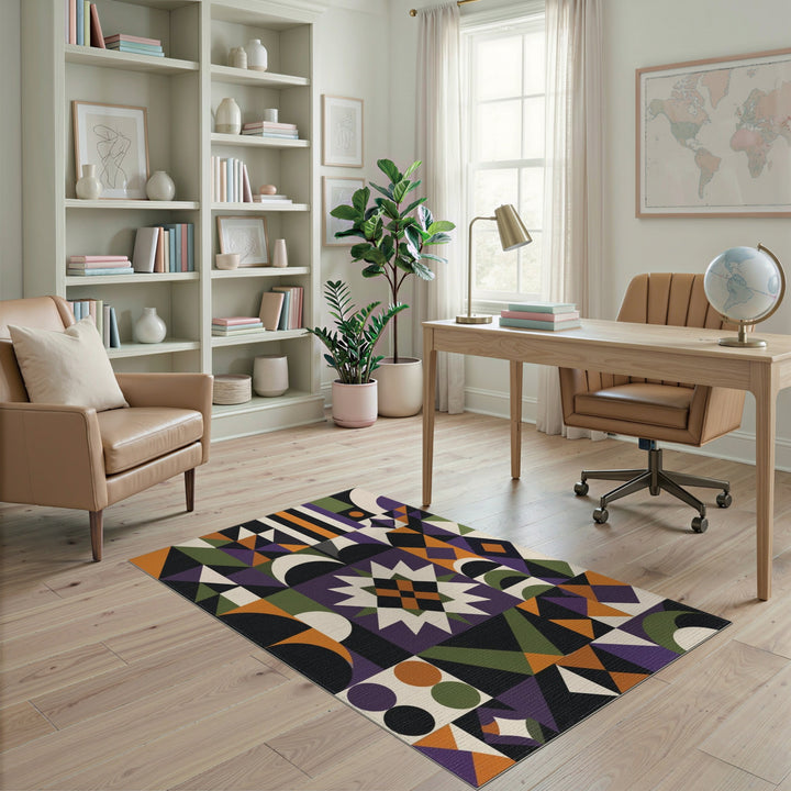 Multi-Color Geometric Starburst Area Rug