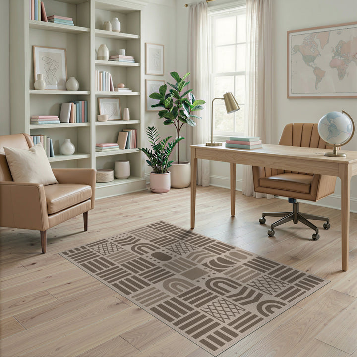 Geometric Modern Geometric Brown and Tan Area Rug