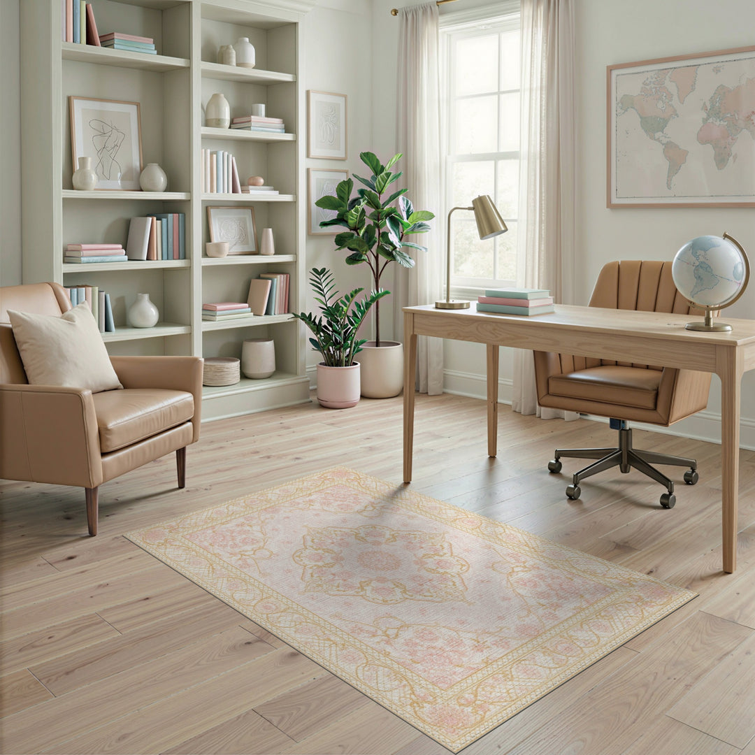 Medallion Pink Blush Pink Floral Medallion Area Rug
